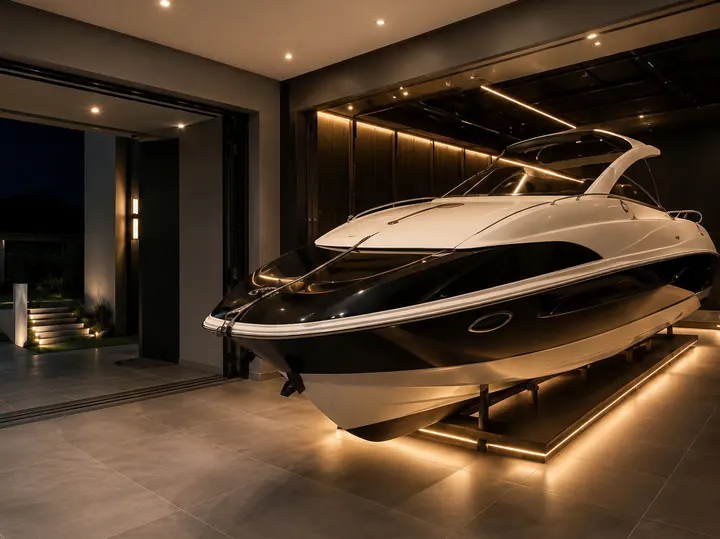 Iluminação e instalação elétrica finalizada em garagem residencial